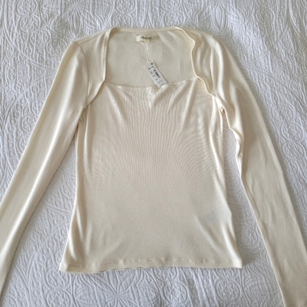 NWT Madewell cream square neck top size Large